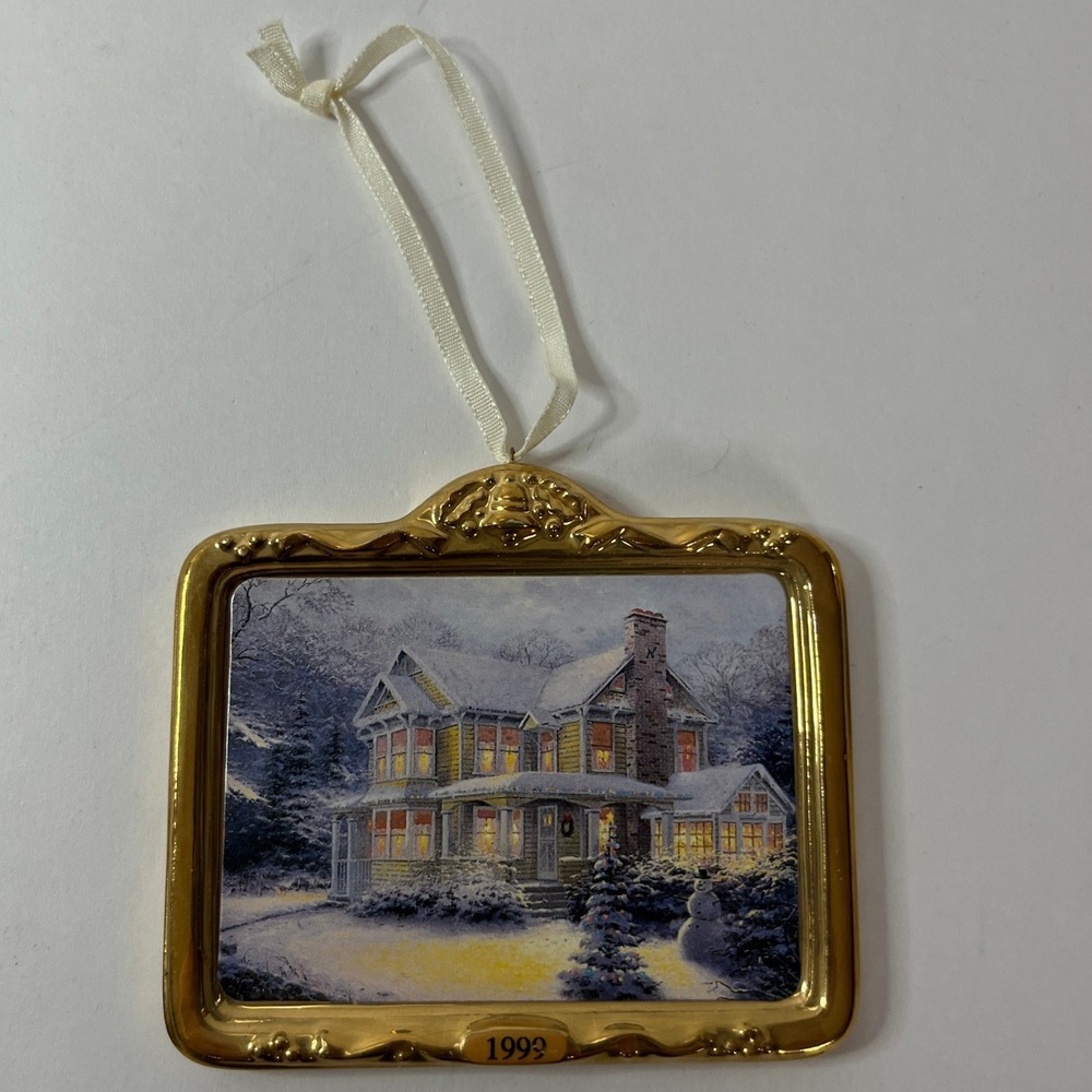 Hallmark Keepsake 1999 Thomas Kinkade Victorian Christmas III Ceramic Ornament